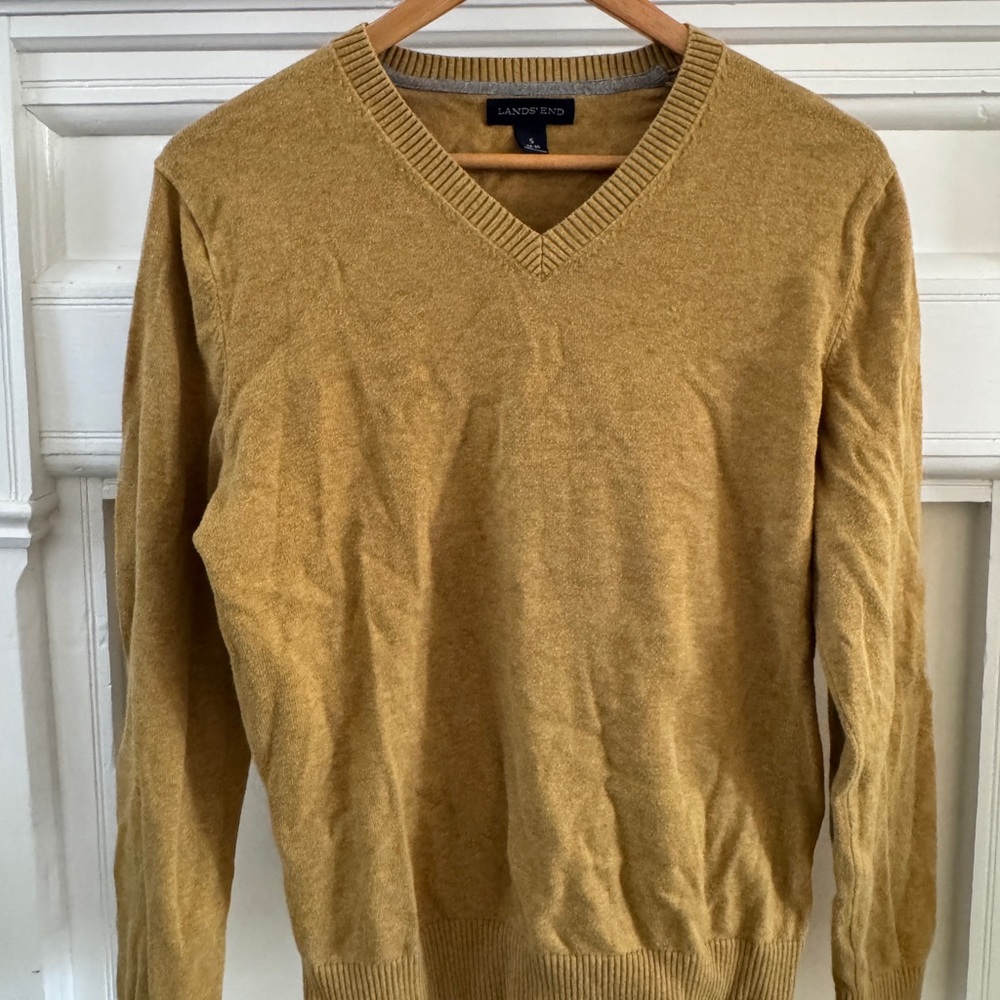 Lands' End Men's Golden V-Neck Sweater